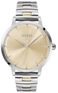 HUGO BOSS Stainless-steel watch with link bracelet and golden accents