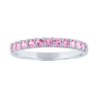 Modern Bride Gemstone Womens Genuine Pink Sapphire 10K Gold Wedding Stackable Ring Family