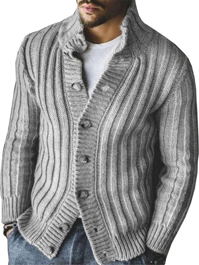 X-xyA Men's Cardigan Sweater Casual Fit V-Neck Knitted Button Cardigan with Pocket Classic Soft Washable 