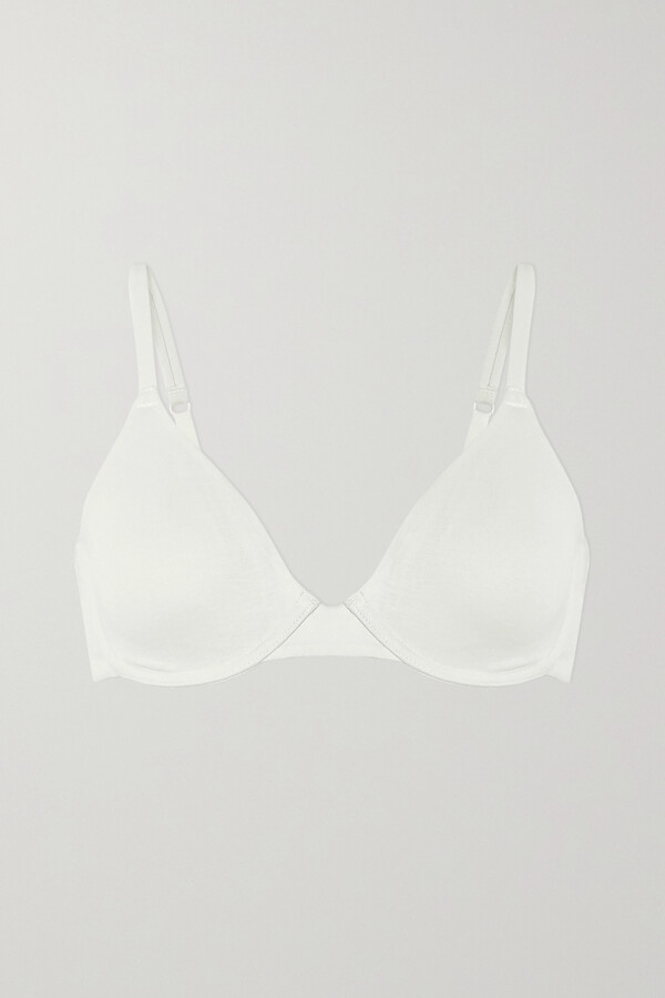 SKIMS Fits Everybody lace-trimmed stretch soft-cup triangle bra - Marble