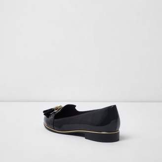 River Island Womens Black tassel patent loafers