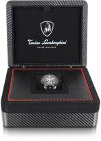 Thumbnail for your product : Lamborghini Tonino Shield Lady Black Stainless Steel and Black Croco Print Leather Chronograph Watch