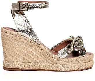 snakeskin wedge sandals