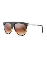 Thumbnail for your product : Balmain Flattop Two-Tone Acetate Aviator-Style Sunglasses, Beige