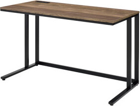 17 Stories Black And Walnut Desk With Charging - Modern Versatile Workspace Enabled Writing In Stylish Office