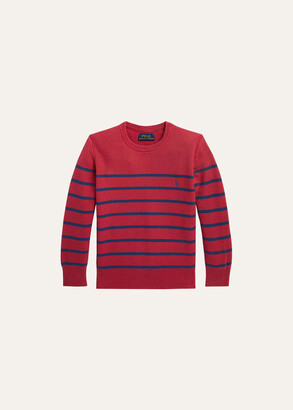 Ralph Lauren Kids Boy's Mesh Knit Striped Sweater, Size 4-7