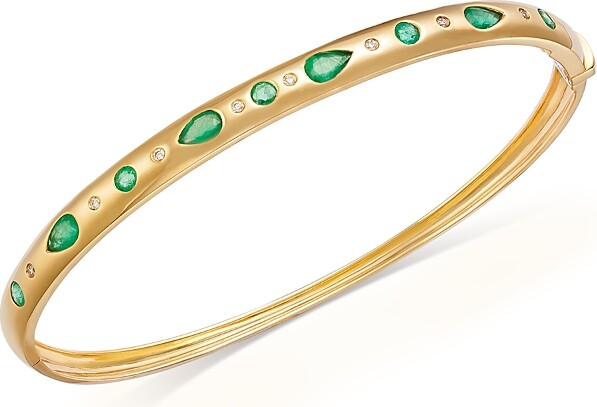Bloomingdale's Fine Collection Emerald & Diamond Bangle Bracelet in 14K Yellow Gold