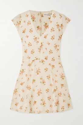 Reformation + Net Sustain Deven Floral-print Georgette Mini Dress - White