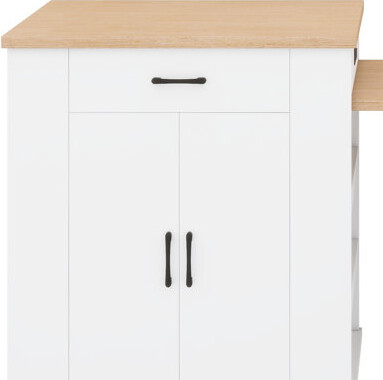 Ebern Designs Multifunctional Extendable Island Console With Drawers Cabinet And Open Shelving For Dining And Entertaining