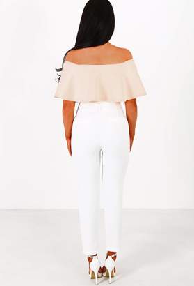 Pink Boutique Love On The Line White Tailored Belted Trousers
