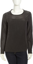 Thumbnail for your product : Equipment Liam Long Sleeve Eyelet Blouse, Black