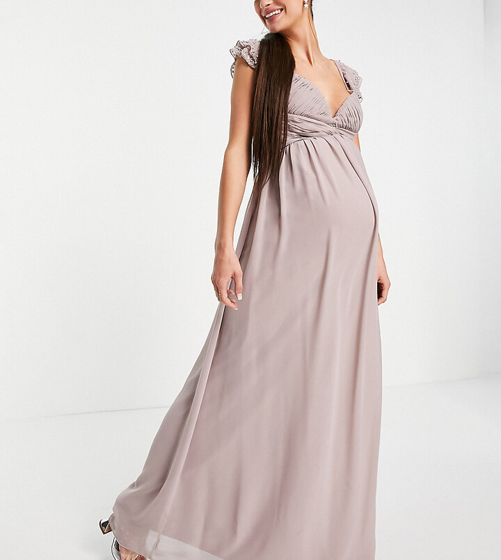 Purpless Maternity Cap Sleeve Pregnancy Maxi Long Dress 8100