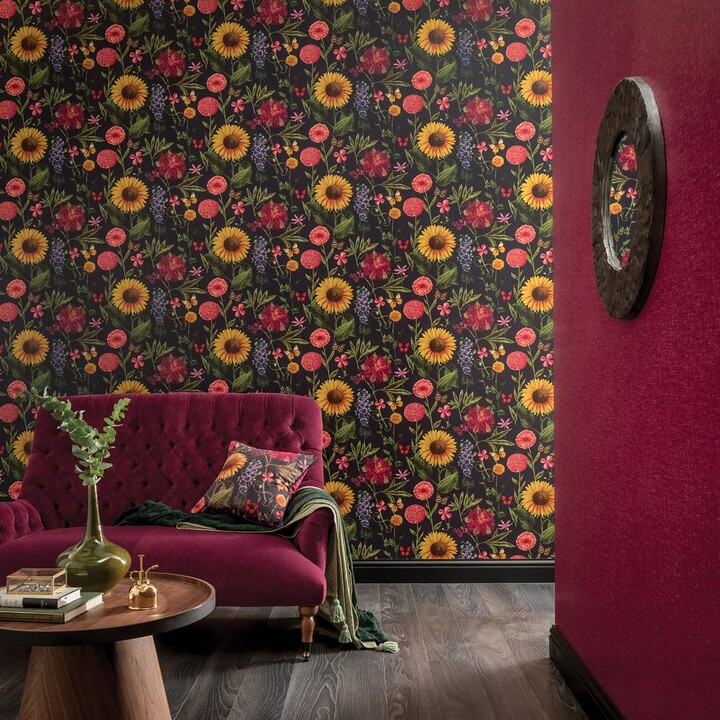 Dunelm Summer Garden Charcoal Wallpaper Charcoal/Yellow/Green ShopStyle