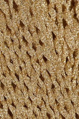 Tibi Tamara Mellon Open-knit metallic sweater