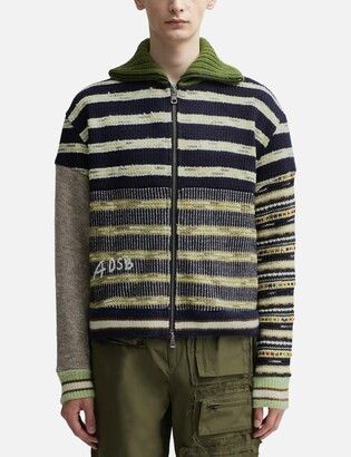ANDERSSON BELL PATCHWORK ZIP-UP SWEATER