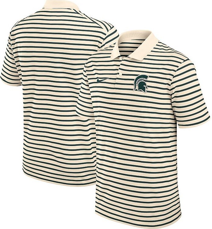 Men's Nike Tan Michigan State Spartans Solid Foundation Striped Performance Polo