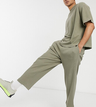 Collusion relaxed tapered sweatpants in heavy compact ribbed fabric in  khaki - part of a set - ShopStyle