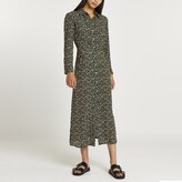 Thumbnail for your product : River Island Womens Green floral midi shirt dress