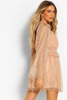 Thumbnail for your product : boohoo High Neck Ruffle Lace Detail Skater Dress
