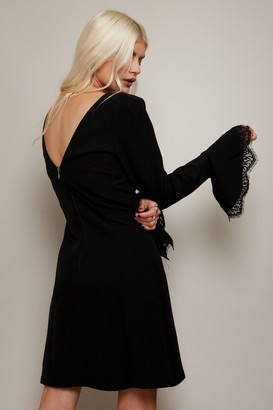 Little Mistress Lanyon Black Lace-Trim Mini Dress