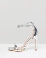 Thumbnail for your product : True Decadence Silver Ankle Tie Heeled Sandals