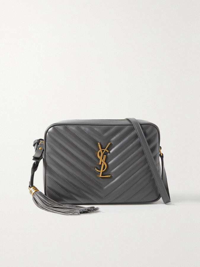 Saint Laurent Lou Medium Quilted Leather Shoulder Bag Gray ShopStyle