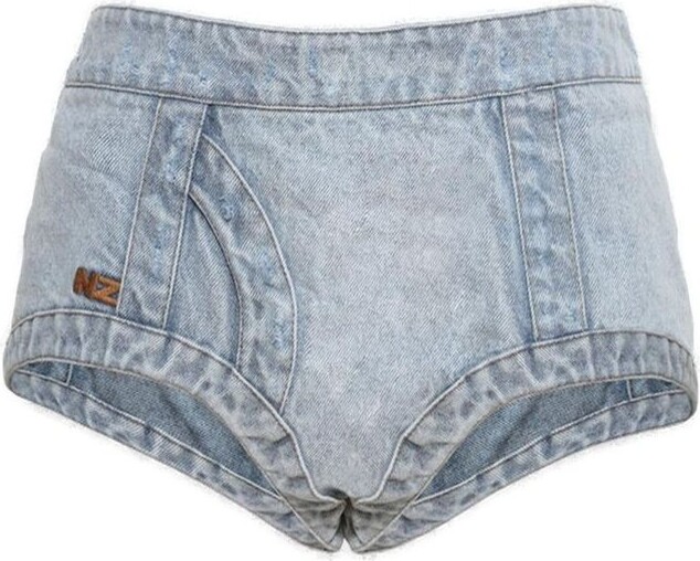 Natasha Zinko Logo Embroidered Denim Shorts