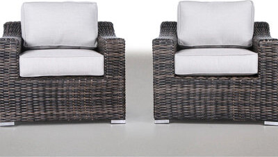 Latitude Run Fully Assembled Patio Chairs With Powder-Coated Aluminum Structure Handwoven  And Removable Water- Cushion Covers 2 Contemporary Design Frame