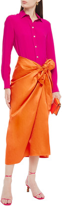 Marni Wrap-effect Cotton And Cupro-blend Satin Midi Skirt