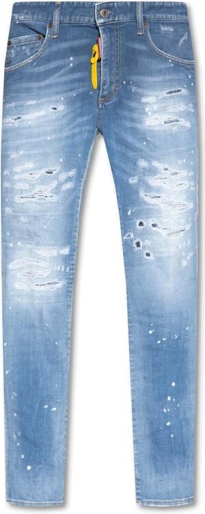 DSQUARED2 Logo Patch Distressed Slim-Cut Jeans - ShopStyle