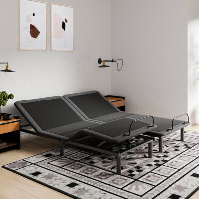 King Size Bed With Adjustable Legs - Wireless Remote, Easy Operation, Black Finish Frame Head Phone Charging, Metal Made