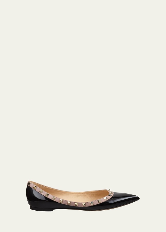 Valentino Garavani Rockstud Patent Ballet Flats - ShopStyle