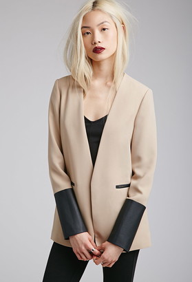 Forever 21 Faux Leather-Trimmed Blazer
