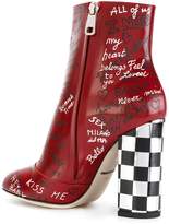 Thumbnail for your product : Dolce & Gabbana Red Leather graffiti 120 ankle boots