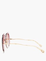 Thumbnail for your product : Chloé Elaia Oversized Round Metal Sunglasses - Light Pink