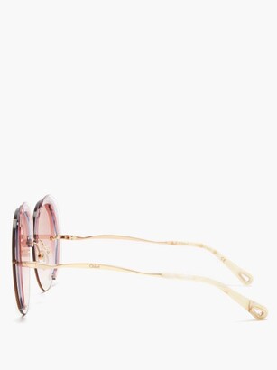 Chloé Elaia Oversized Round Metal Sunglasses - Light Pink