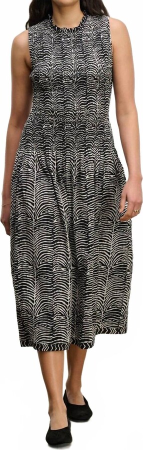 Velvet by Graham & Spencer Katherine Smocked Midi Dress In Black