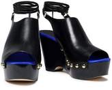 Thumbnail for your product : Diane von Furstenberg Studded Two-Tone Leather Platform Wedge Sandals