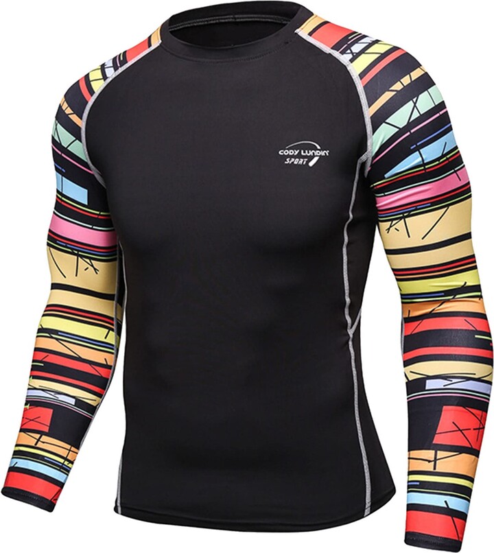 ranrann Mens Rash Vest Long Sleeves UPF 50+ Rash Guard Compression Top