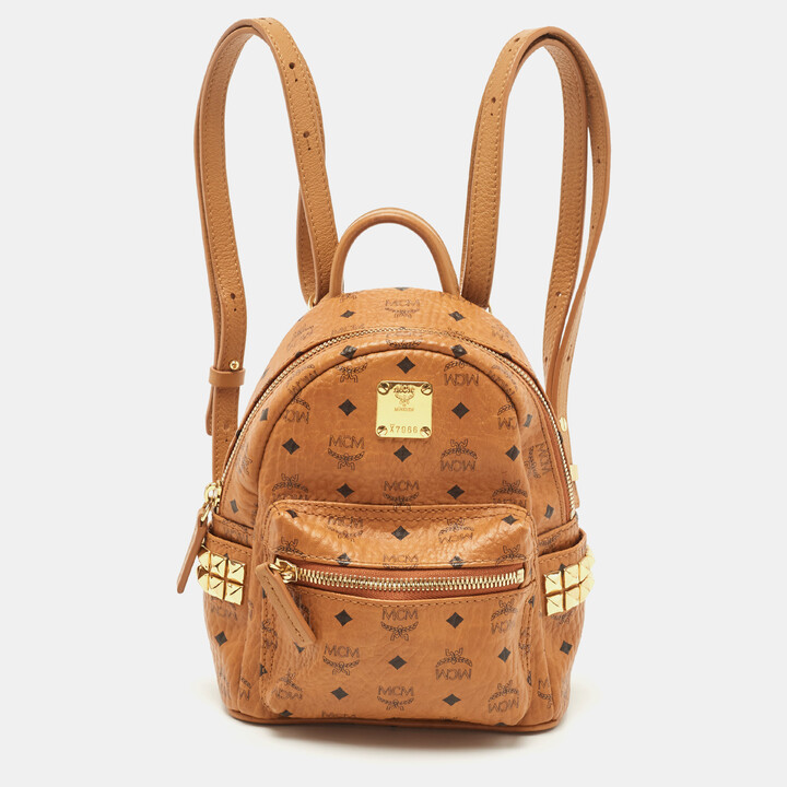 MCM Tan Visetos Coated Canvas and Leather Mini Studded Stark-Bebe Boo  Backpack