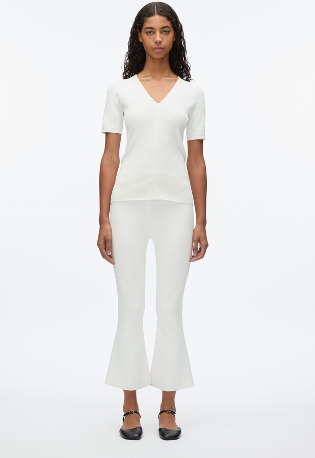 Compact Rib V-Neck Tee in IVORY