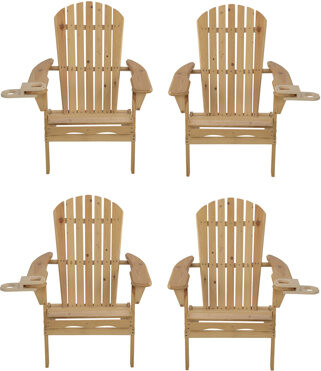 Rosecliff Heights Leni Solid Wood Folding Adirondack Chair with Table