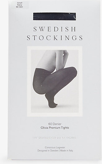 Swedish Stockings Womens Navy Olivia Premium 60 Denier Tights M