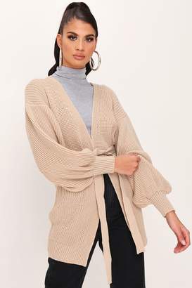 I SAW IT FIRST Stone Balloon Sleeve Belted Cardigan