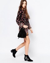 Thumbnail for your product : QED London Long Sleeve Smock Dress in Border Print