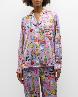 Karen Mabon Christmas Baubles Satin Long Sleeve Pajama Set
