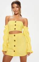 Thumbnail for your product : PrettyLittleThing Yellow Cotton Button Detail Mini Skirt