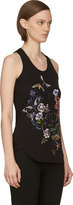 Thumbnail for your product : Alexander McQueen Black Flowers & Moths Embroidered Tank Top