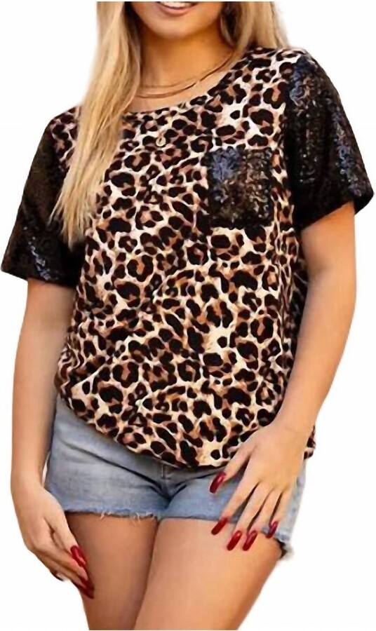 leopard sequin top