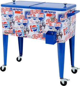 Permasteel Pepsi 80-Quart Classic Outdoor Patio Cooler on Wheels - Heritage Limited Edition